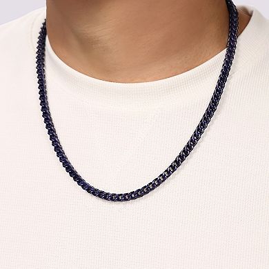Men's LYNX Blue Acrylic-Coated Stainless Steel Franco Chain Necklace