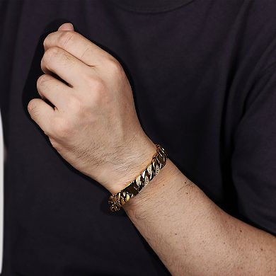 Men's LYNX Gold Tone Ion-Plated Stainless Steel Curb Chain Bracelet