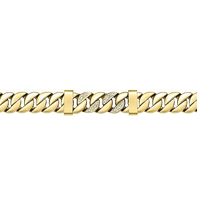 Men's LYNX Gold Tone Ion-Plated Stainless Steel Curb Chain Bracelet
