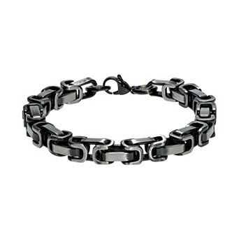 Men's LYNX Antiqued Finish Stainless Steel Bike Chain Bracelet