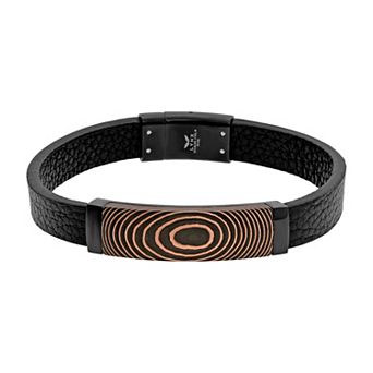 Men's LYNX Stainless Steel, Carbon Fiber, Copper Foil & Leather Bracelet