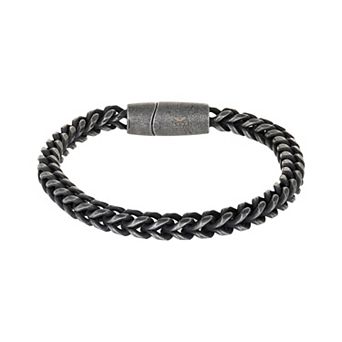 Men's LYNX Antiqued Finish Stainless Steel Wheat Chain Bracelet
