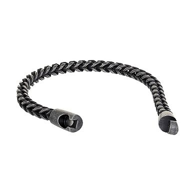 Men's LYNX Antiqued Finish Stainless Steel Wheat Chain Bracelet