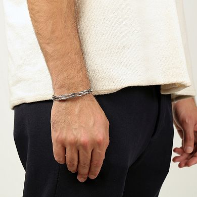 LYNX Men's Stainless Steel Twist Cuff Bracelet