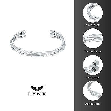 LYNX Men's Stainless Steel Twist Cuff Bracelet