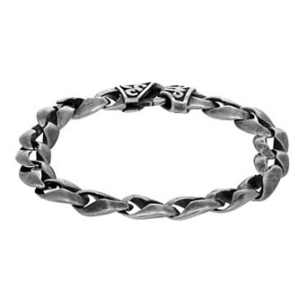 LYNX Men's Antiqued Stainless Steel Link Chain Bracelet