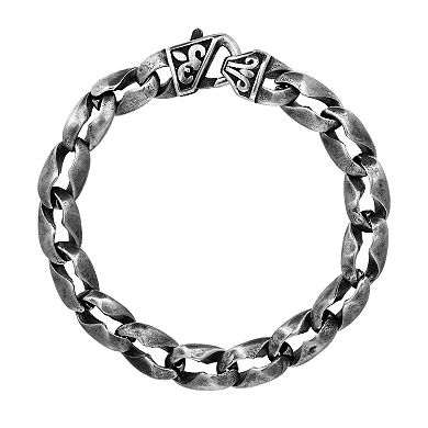 LYNX Men's Antiqued Stainless Steel Link Chain Bracelet