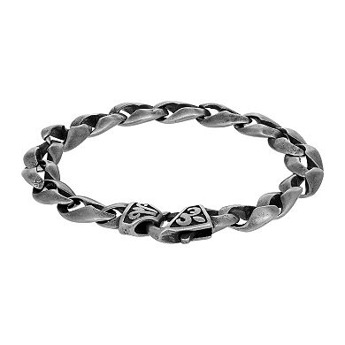LYNX Men's Antiqued Stainless Steel Link Chain Bracelet