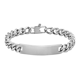 LYNX Men's Matte Stainless Steel Curb Chain ID Bracelet