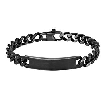 LYNX Men's Antiqued Matte Stainless Steel Curb Chain ID Bracelet