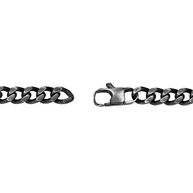 LYNX Men's Antiqued Matte Stainless Steel Curb Chain ID Bracelet