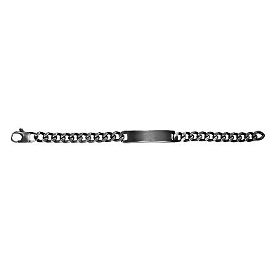 LYNX Men's Antiqued Matte Stainless Steel Curb Chain ID Bracelet