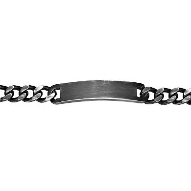 LYNX Men's Antiqued Matte Stainless Steel Curb Chain ID Bracelet