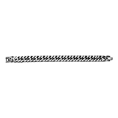 LYNX Men's 10 mm Black Ion-Plated Stainless Steel Curb Chain Bracelet 