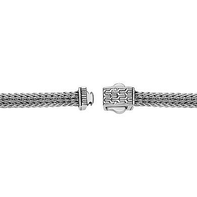 LYNX Men's Black Ion Plated Stainless Steel Double Foxtail Chain Bracelet