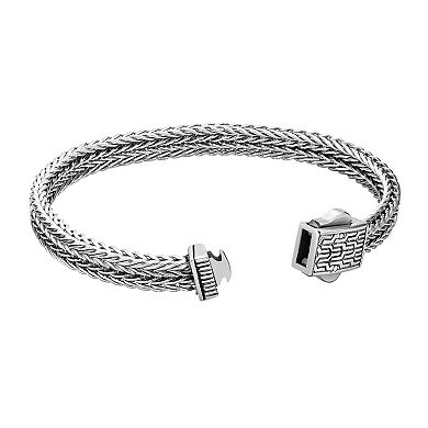 LYNX Men's Black Ion Plated Stainless Steel Double Foxtail Chain Bracelet