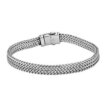 LYNX Men's Antiqued Stainless Steel Double Foxtail Chain Bracelet