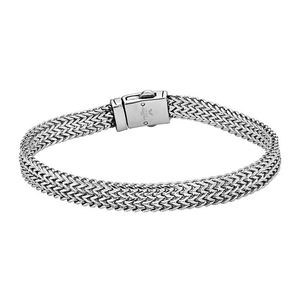LYNX Men's Antiqued Stainless Steel Double Foxtail Chain Bracelet