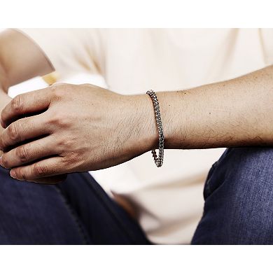 LYNX Men's Stainless Steel Foxtail Chain Bracelet