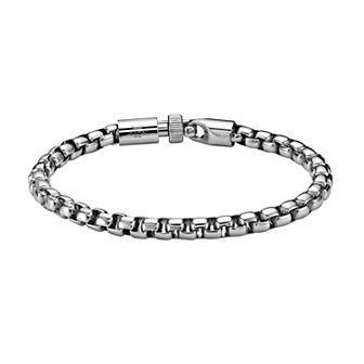 LYNX Men's Stainless Steel Round Box Chain Bracelet