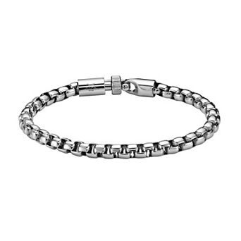 LYNX Men's Stainless Steel Round Box Chain Bracelet