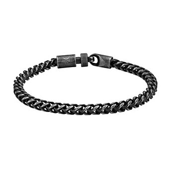 LYNX Men's Antiqued Stainless Steel Foxtail Chain Bracelet