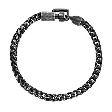 LYNX Men's Antiqued Stainless Steel Foxtail Chain Bracelet