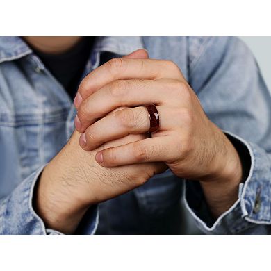 LYNX Men's Black Zirconium Bubinga Wood Inlay Ring