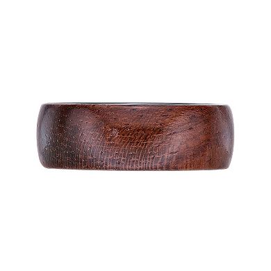 LYNX Men's Black Zirconium Bubinga Wood Inlay Ring