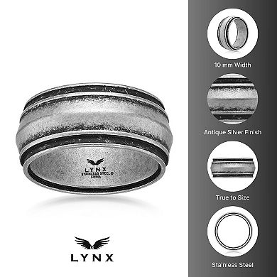 LYNX Men's Antiqued Stainless Steel Ring