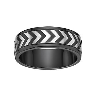 LYNX Men's Stainless Steel Chevron Ring