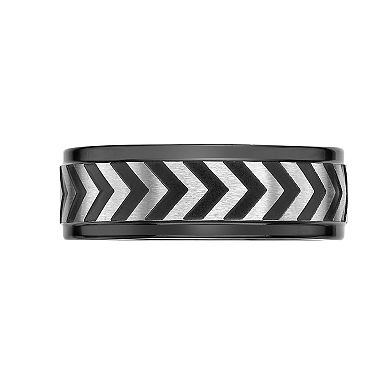 LYNX Men's Stainless Steel Chevron Ring