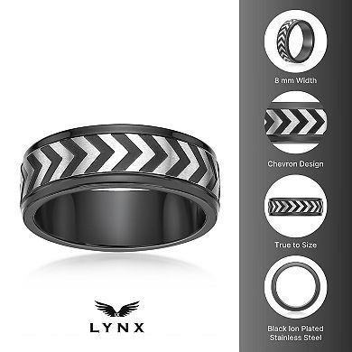 LYNX Men's Stainless Steel Chevron Ring
