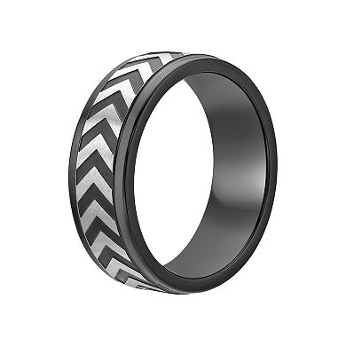 LYNX Men's Stainless Steel Chevron Ring