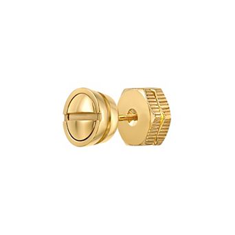 LYNX Men's Gold Tone Stainless Steel Screw Head Stud - Single Earring