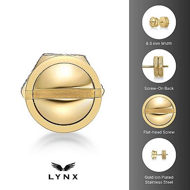 LYNX Men's Gold Tone Stainless Steel Screwhead Stud - Single Earring