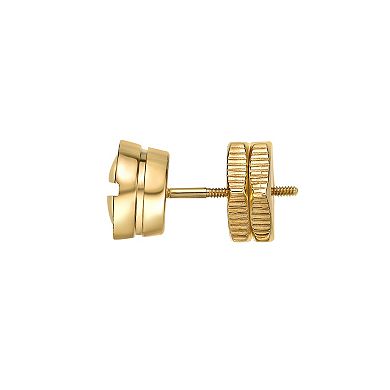 LYNX Men's Gold Tone Stainless Steel Screwhead Stud - Single Earring
