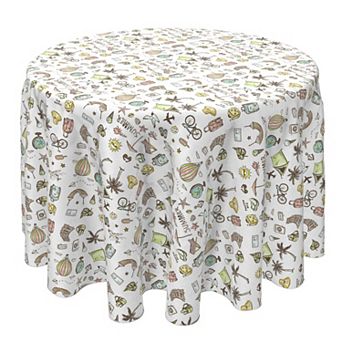 Round Tablecloth, 100% Cotton, 60 Round", Summertime Icons