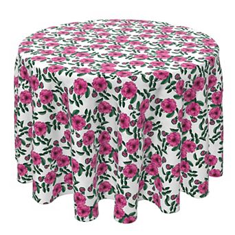 Round Tablecloth, 100% Cotton, 60 Round", Summer Garden Flowers
