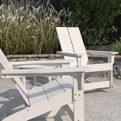 Merrick Lane Patio Set with Adirondack Rocking Chairs & Side Table