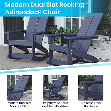 Merrick Lane Patio Set with Adirondack Rocking Chairs & Side Table