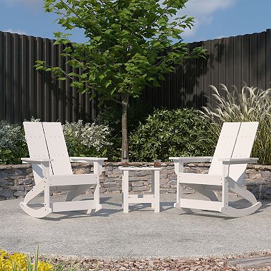 Merrick Lane Patio Set with Adirondack Rocking Chairs & Side Table