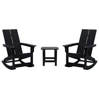 Merrick Lane Patio Set with Adirondack Rocking Chairs & Side Table