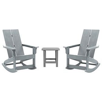 Merrick Lane Patio Set with Adirondack Rocking Chairs & Side Table