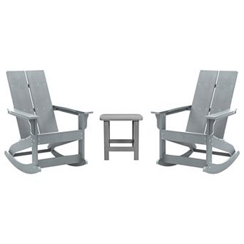 Merrick Lane Patio Set with Adirondack Rocking Chairs & Side Table