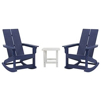 Merrick Lane Patio Set with Adirondack Rocking Chairs & Side Table