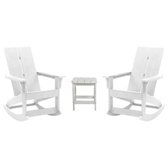 Merrick Lane Patio Set with Adirondack Rocking Chairs & Side Table