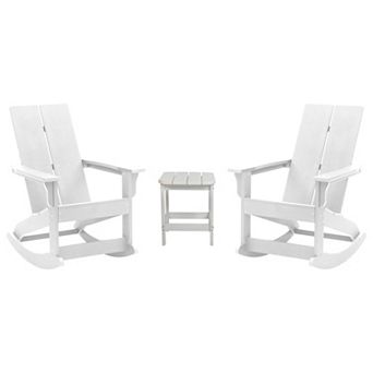 Merrick Lane Patio Set with Adirondack Rocking Chairs & Side Table