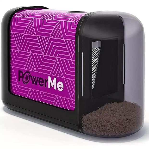 POWERME Electric Pencil Sharpener - Battery Powered For Colored Pencils,  Ideal For No. 2 - White