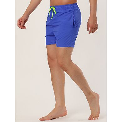 Men's Shorts Summer Beach Shorts Solid Mesh Lining Drawstring Waist Swim Shorts